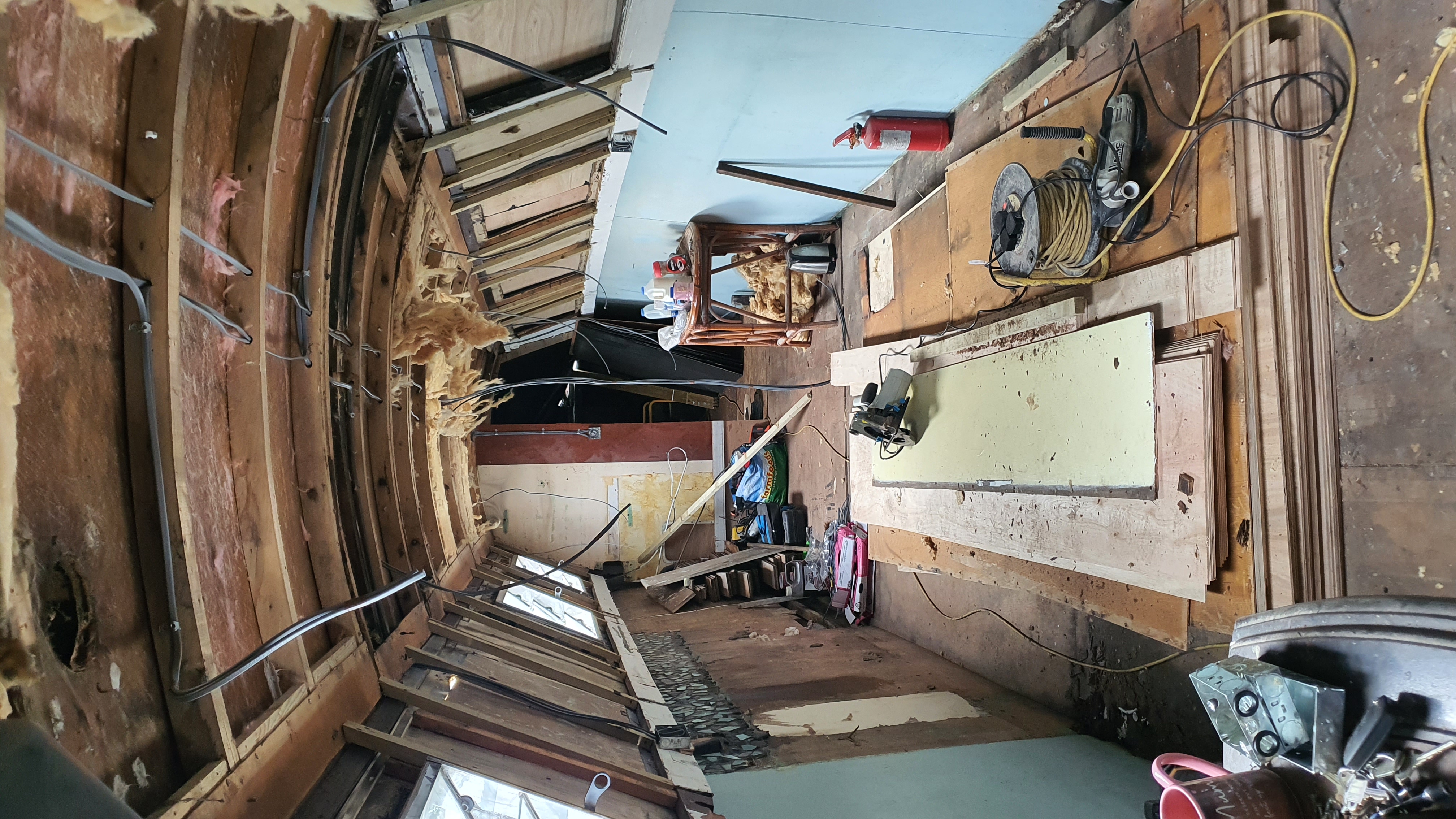 Narrowboat interior being rewired